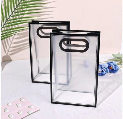 Transparent Gift Bag with Handle Small 26x18x8cm | Clear PVC Gift Packaging Bag for Stationery, Birthday & Special Occasions 1pc