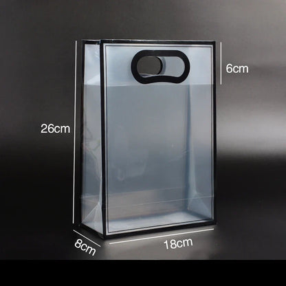 Transparent Gift Bag with Handle Small 26x18x8cm | Clear PVC Gift Packaging Bag for Stationery, Birthday & Special Occasions 1pc